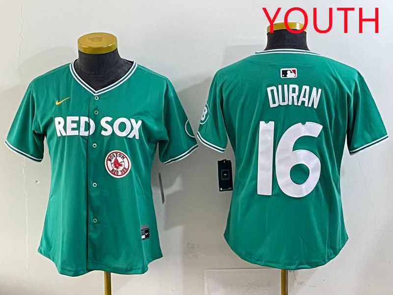 Youth 2025 Boston Red Sox #16 Duran Dark Green Joint Name Nike MLB Jersey style 10